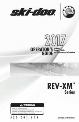 Ski-Doo Owners Manual Book REV-XM Series: 2017 Freeride 146'' 800R E-TEC 