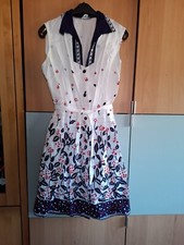 Vintage 60/70er Kleid mit Blumenmuster, Baumwolle, Gr. 48, maritimer Stil