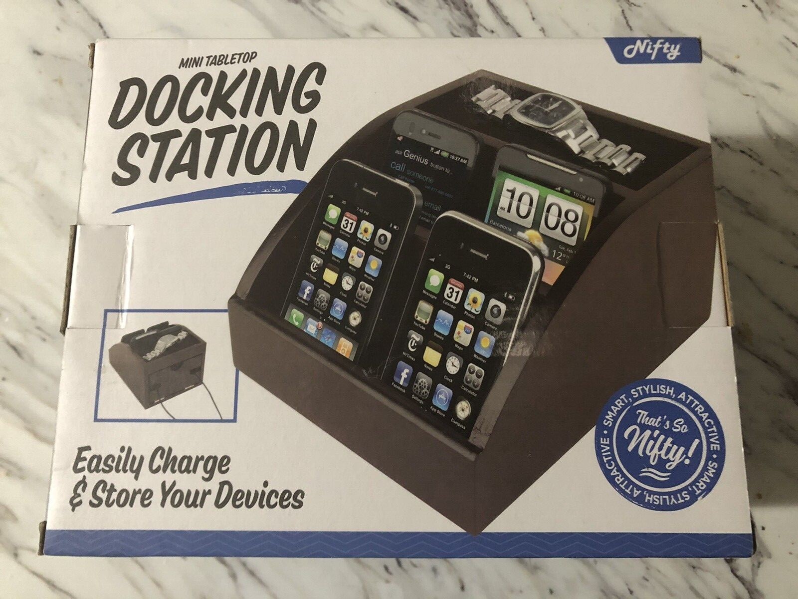 Nifty Mini Tabletop Docking Station For Smartphones & Digital Devices Brand New