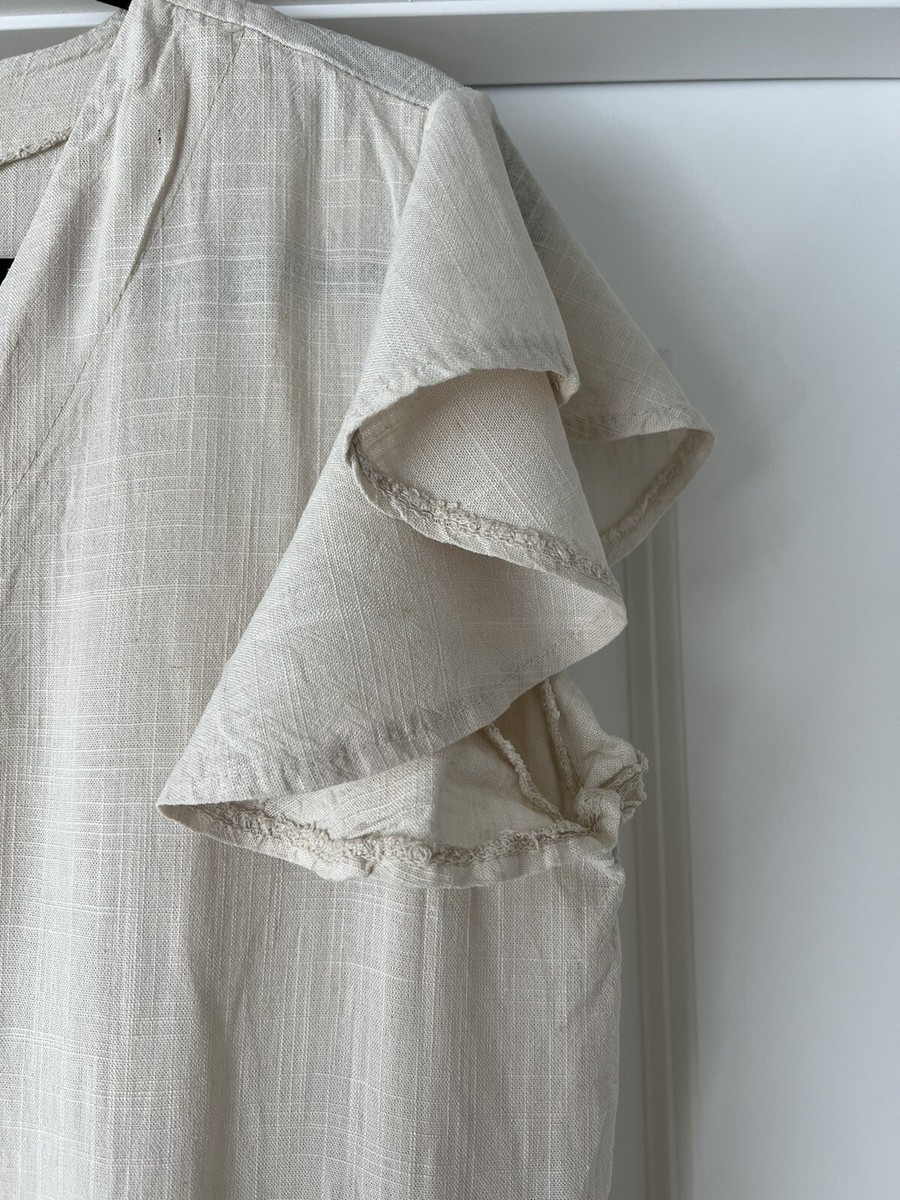 Vanessa Alexandra Linen Blend Dress Tan Made In Italy Size M | eBay