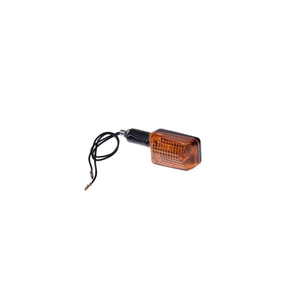 Clignotant mini carbone orange long pour balades moto et ville