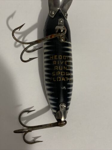 SEÑUELO DE PESCA FLOTADOR VINTAGE HEDDON RIVER RUNT SPOOK BLANCO Y NEGRO - Imagen 3 de 4