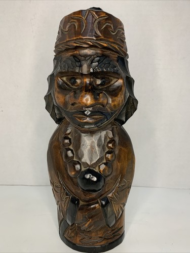 Afrikanischer Stamm primitiver Mann handgeschnitzt Holz Kunst Handwerk Statue 12x5x4" - Bild 2 von 12