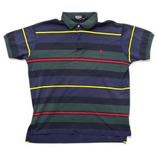 Vintage Polo Ralph Lauren Striped Shirt Mens L Navy Rugby Style 90s USA made