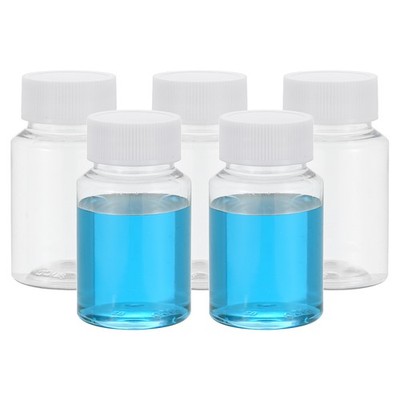 5 Pcs 80ml Reagent Bottles, PET Wide Mouth Round Bottles with Screw Cap