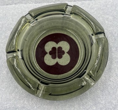 Vintage Hyatt Regency 4.5  Round Smoky Gray Glass 6-Slot Ashtray
