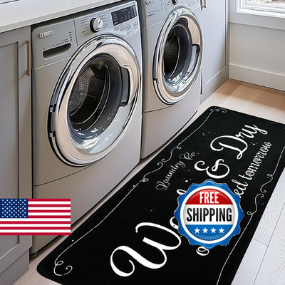 EYECY Laundry Room Runner Rug 24''X72'' Non-Slip TPR Back, Bordered Design Washabl