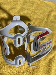 2 Cannondale C Cage Composite Water Bottle Cages Gloss White & Red Lot