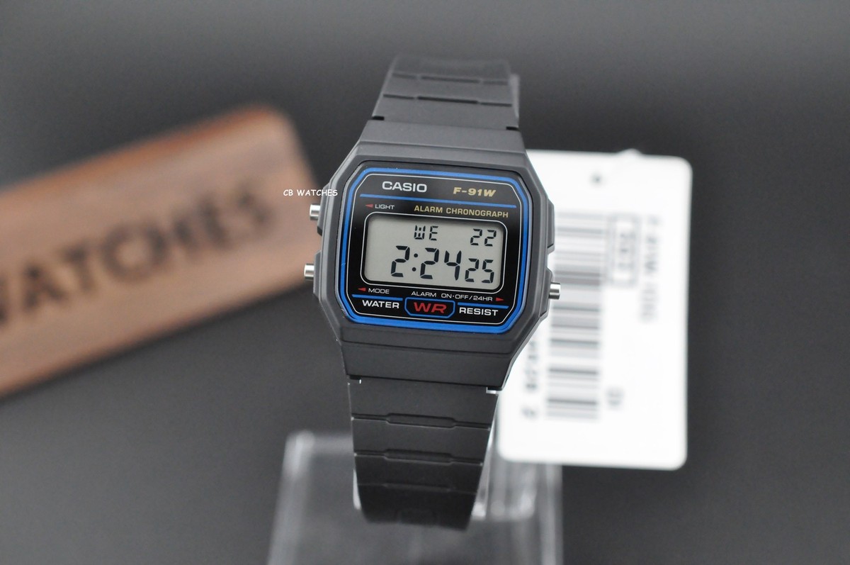 CASIO F-91W-1 Classic Digital Black Resin Chronograph Alarm Sport