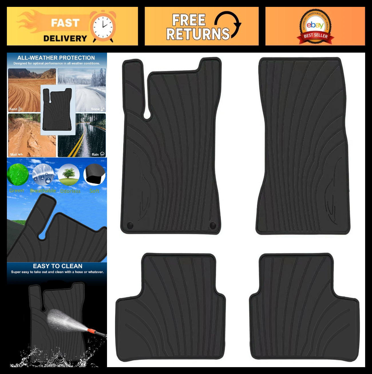 Custom Fit All Weather Floor Mats for Mercedes GLA 250 & CLA 250 (2020-2026) Hea