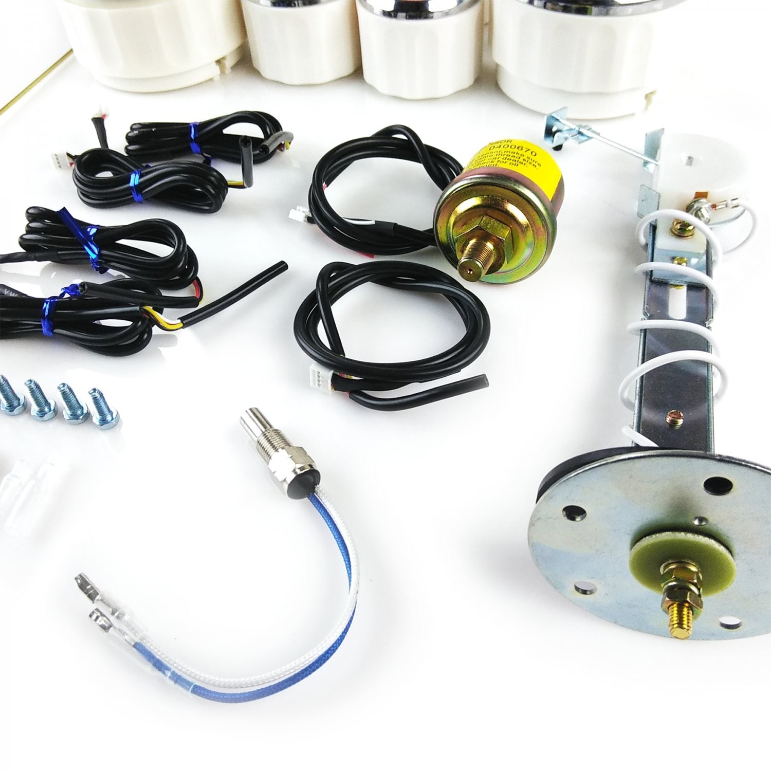 6 Gauge Kit SAE OG Classic Black White V Needles Chrome Trim Instrument Custom