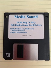 Media Sound 16-Bit Plug N Play Full Duplex Sound Card Drivers 2.10B Floppy Disk