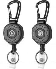 Retractable Keychain Heavy Duty Carabiner with ID Badge Holder Pack of 2   31.5"