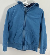 L.L. Bean Kids 10-12 M Blue Zip-Up Hooded Fleece Lined Jacket, Fall Winter
