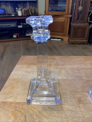 VINTAGE CAMBRIDGE CRYSTAL CUT EDGED SINGLE CANDLESTICK HOLDER plus 1 more