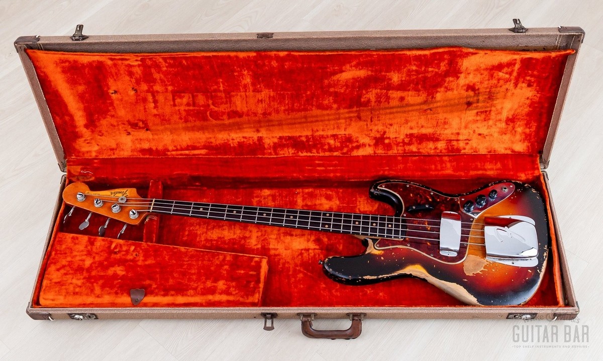 1962 Fender Jazz Bass Vintage Pre-CBS Slab Board, Sunburst w/ Case
