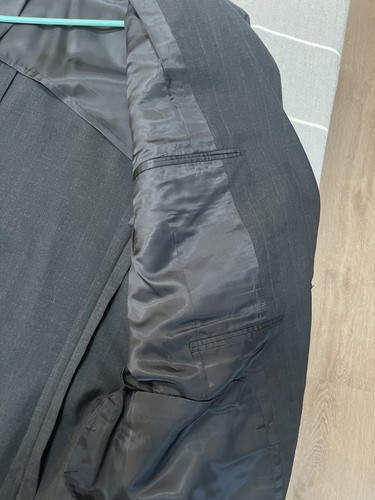 Oxxford Clothes Gray Pinstripe Suit 42R 2 Piece Wool 37x28 Red Stripe - Picture 9 of 24