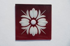 Buntglasecke Überfangglas antik rot geschliffen