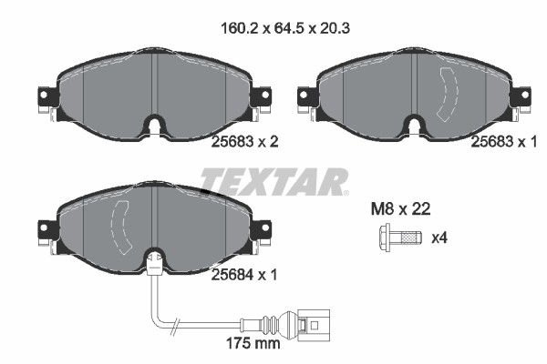 Bremsbelagsatz FÜR VW Golf VII Variant (BA5, BV5) - Textar 2568301-image