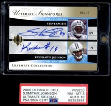 2006 Ultimate Collection Steve Smith Keyshawn Johnson Dual On Card Auto Gold /25