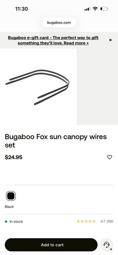 Bugaboo Stroller Fox Cameleon Lynx Sun Canopy Wires Set