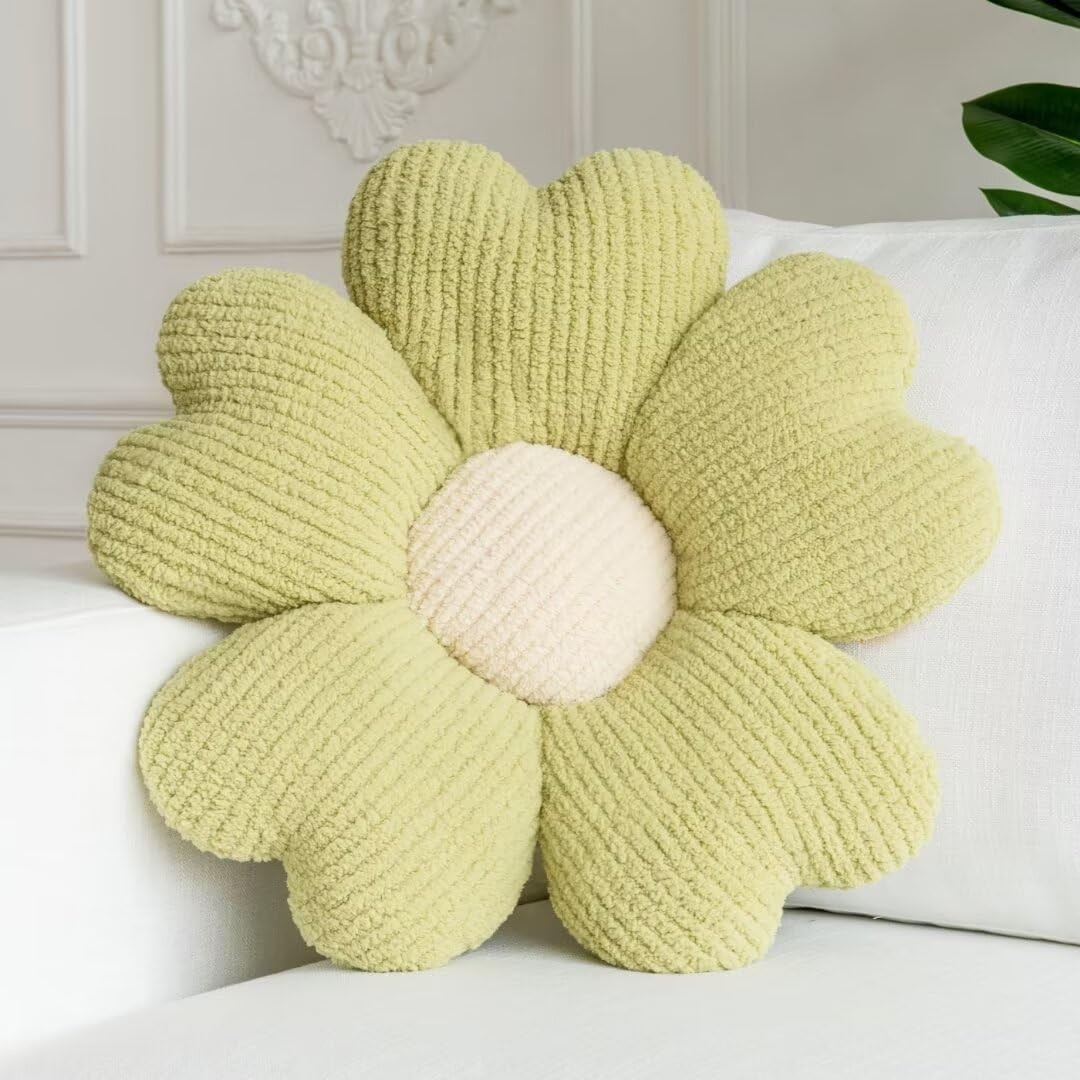 Flower Throw Pillow, Cute Daisy Floor Seat Cushion, Aesthetic Fun Decorative ...
