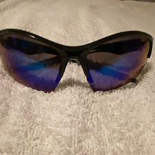 Tifosi Tyrant Wrap Cycling Sunglasses Black Frame Blue Mirrored Tinted UV400