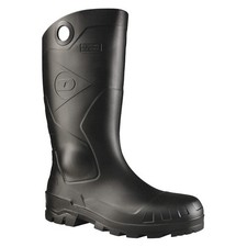 DUNLOP 86775 Rubber Boot,Unisex,7,Knee,Black,PR 470P58
