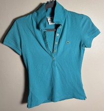 XS Lacoste Women  s Blue Teal Aqua Stretch Cotton Classic Polo 4811L Size 36