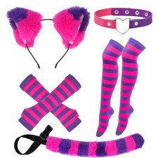Matiniy Pink Purple Striped Cat Costume Include Ears Furry Adult,