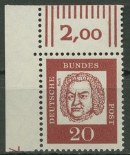 Bund 1961 Bed. Deutsche Druckerzeichen 352 y Ecke 1 DZ 7 links postfrisch