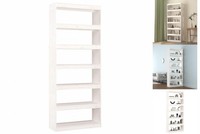 BüCherregal Raumteiler Weiß 80X30X199,5 Cm Massivholz Kiefer