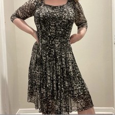 VTG Y2K Coldwater Creek Maxi Dress Sheer Mesh Lined Whimisgoth Witchy Stretch M