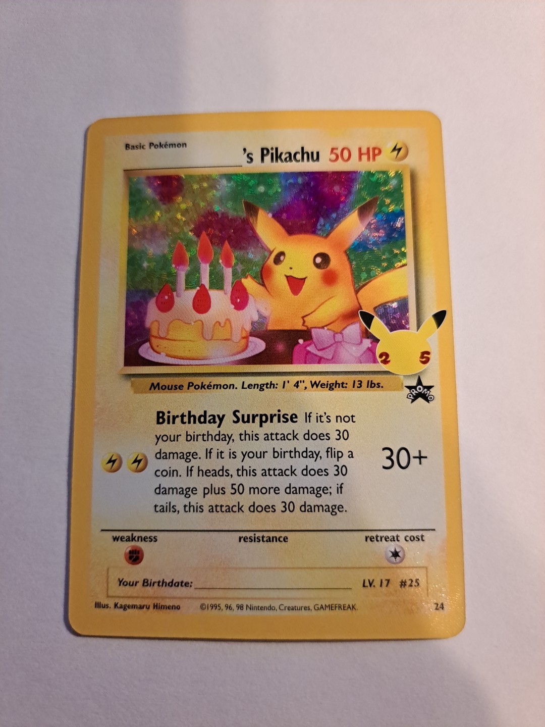 Birthday Pikachu 2021 Celebrations: Classic Collection #24 Holo