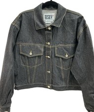 Risky Vintage Black Denim Trucker Jacket Size M