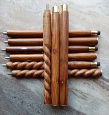 Set of 3 Pcs Wooden Shaft   3 Fold Brown Walking Stick Cane Replacement Shaft 