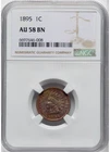 1895 Indian Head Cent 1c NGC AU58 Brown (colorful toning)