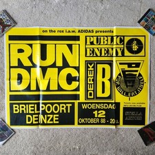 Run DMC Public Enemy ADIDAS concert promo poster 1988 hip rap promotional rare