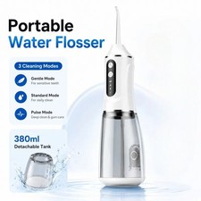 Cordless Water Flosser Portable Oral Irrigator 380ml 3 Modes IPX7 White  4 Tips