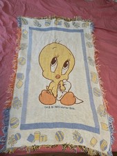 Tweety Bird Blanket Throw 1995 Warner Bros Colorful Knit Looney Tunes Sold As Is