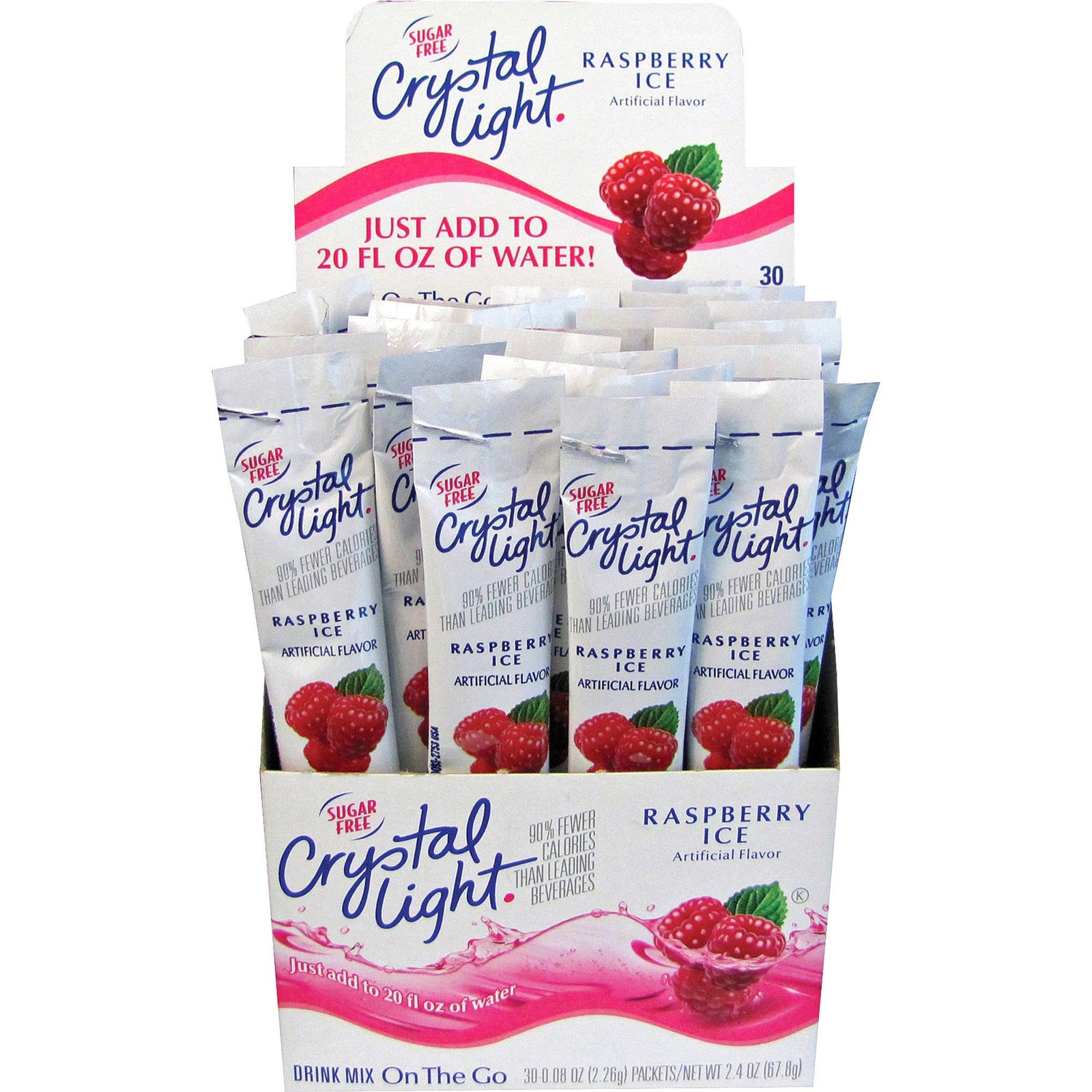 Crystal Light On The Go Raspberry Ice Drink Mix Sticks 30 Pa