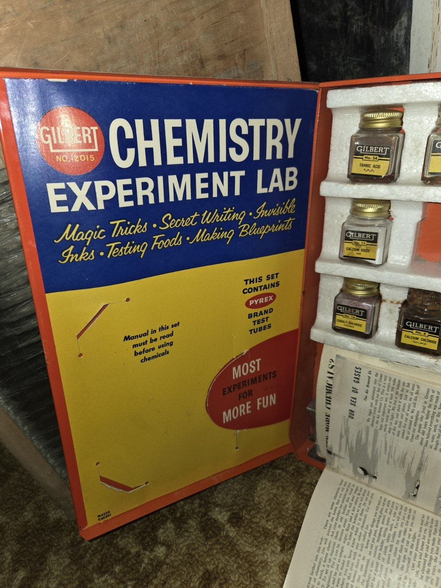 Gilbert Chemistry Experiment Lab Set 1956 with Chemicals