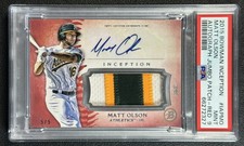 MATT OLSON PSA 9 2015 BOWMAN INCEPTION #IAP-MO JUMBO GU PATCH AUTO RED 5/5