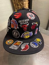 NBA Embroidered Multi-Team Men's Casual Sport Adjustable Black Flat Brim Cap Hat
