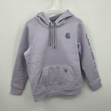 Carhartt Hoodie Long Sleeve Iconic Clarksburg Logo Mica/Wisteria Size M Womens