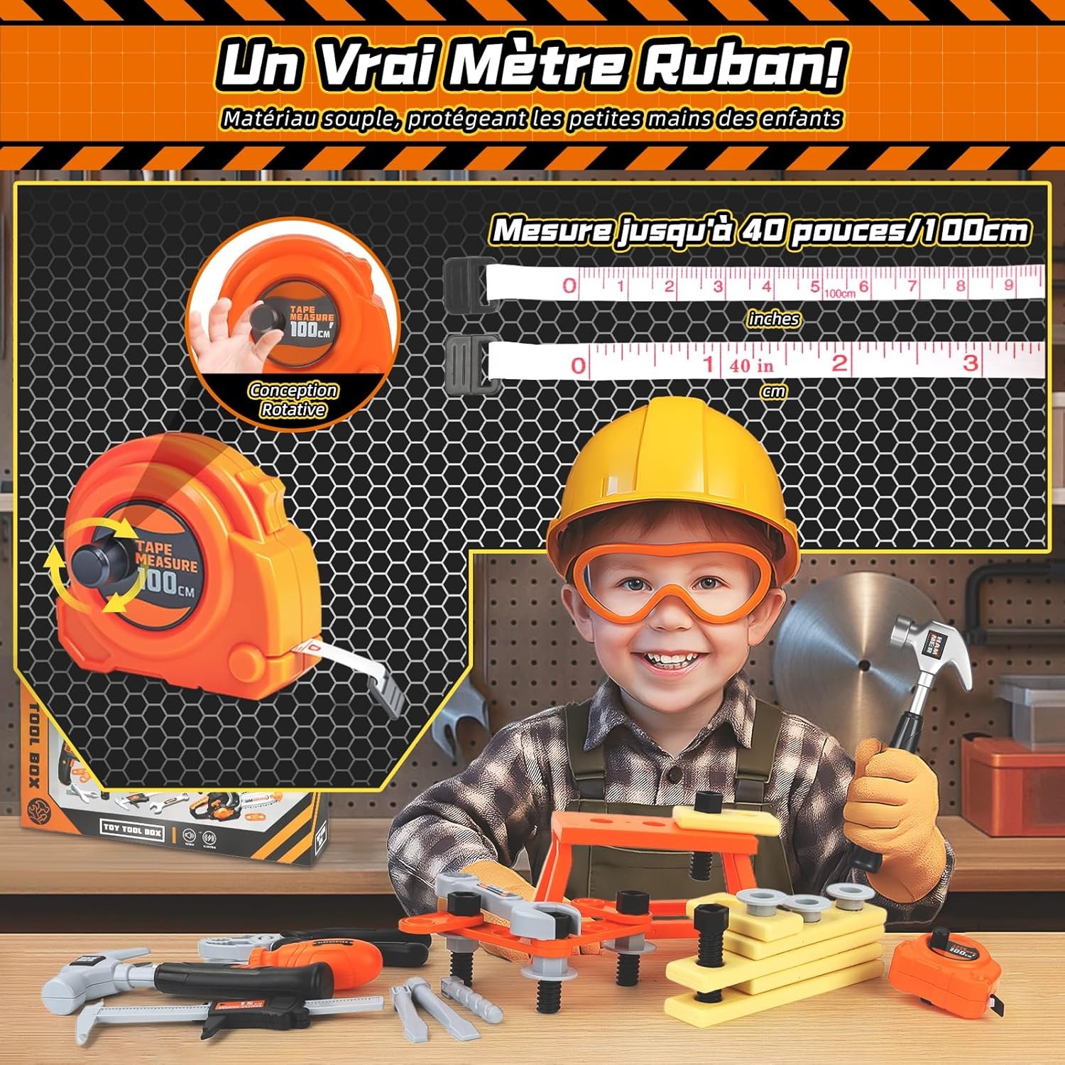 Malette outils enfant de 50 pièces le cadeau d'anniversaire idéal