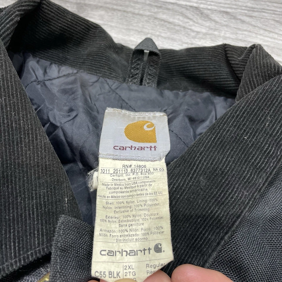 Casaco de trabalho Carhartt C55 BLK forrado com colcha masculino 2XL preto lona jaqueta de trabalho Xfinity - Imagem 4 de 4