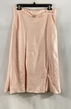Vintage 90s Lauren Ralph Lauren Women's Pink Linen Skirt Jeweled Clasp Sz 6P