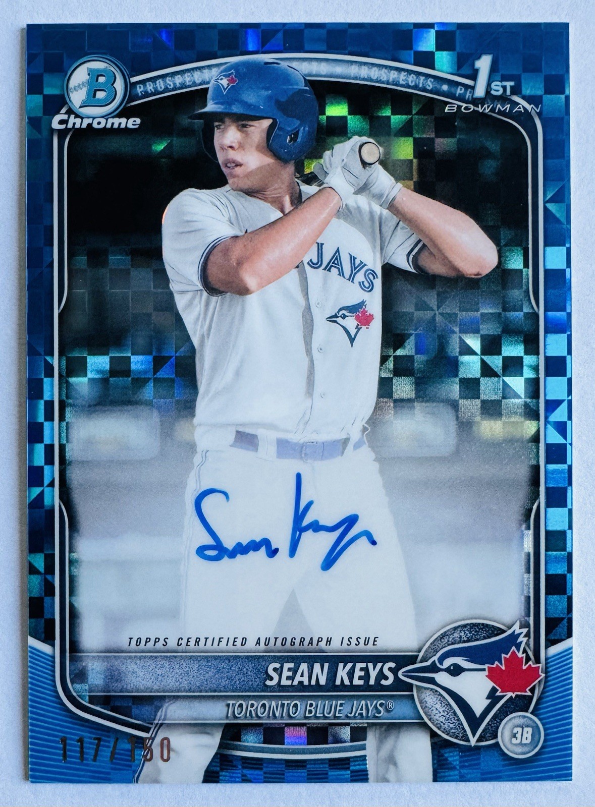 2025 Bowman Chrome Sean Keys 1st Bowman SP Blue Xfractor Auto #117/150 #CPA-SK
