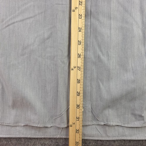 Gitman Bros Dress Shirt 17.534 Gray Vertical Striped Button Down Cotton - Picture 6 of 9